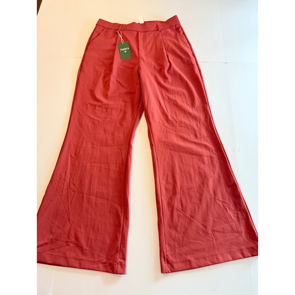 Halara High Waisted Wide Leg Pleated Trousers Red Size L Regular